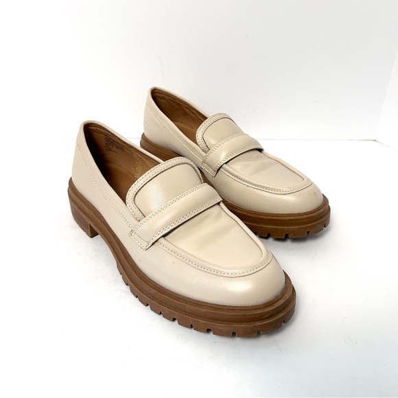 Madewell Shoes - Madewell Cream Leather Lug Sole Penny Loafers